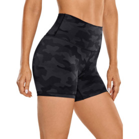 Short Cycliste Femme Taille Haute Camouflage Gris Foncé - CRZ YOGA