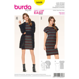 Patron de Couture Burda B6608 pour Veste et Robe en Papier Blanc