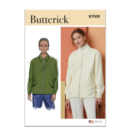 Patron de Couture Butterick B7008U5 - Blouson Bomber Femme Multicolore