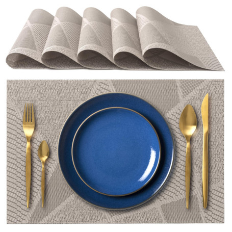 Sets de Table Élégants IPEA - Lot de 6, Antidérapants et Lavables