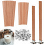 Mèches en Bois Uoimky pour Bougies - 60 Mèches avec Bases Métalliques