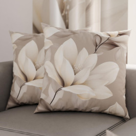 Lot de 2 Taies d'Oreillers 80x80 cm en Microfibre Hypoallergénique - Motif Floral Gris