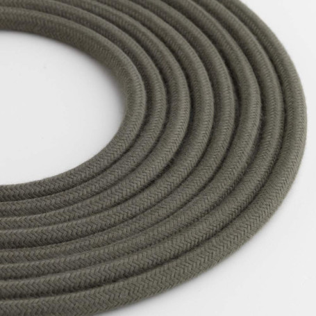 Câble Textile Rond KLARTEXT LUMIÈRE 3m en Coton Vert Olive pour Éclairage