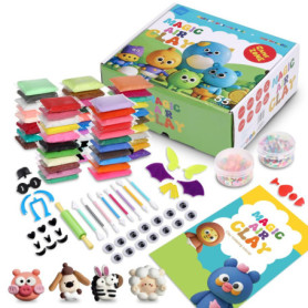 Kit d'Argile Polymère NK - 55 Couleurs avec Manuel Illustré pour Enfants