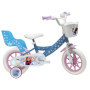 Vélo 12" Reine des Neiges pour Fille avec Panier et Stabilisateurs - Bleu Ciel