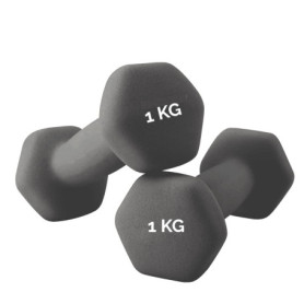 Haltères hexagonaux en néoprène antidérapants - Paire de 2 x 1 KG pour entraînement à domicile