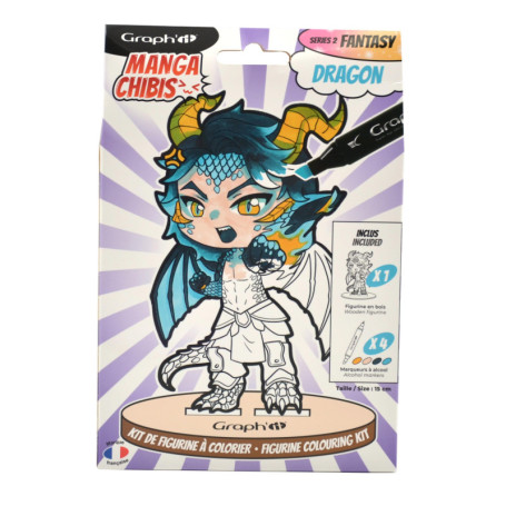Kit Coloriage Dragon à Personnaliser - GRAPH'IT Chibis