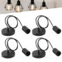 Lot de 4 suspensions E27 en métal noir - Hauteur réglable