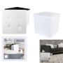 Pouf Coffre de Rangement Pliable en Simili Cuir Blanc - HOME DECO FACTORY
