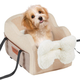 Siège Auto pour Chien VEVOR avec Console Centrale et Laisse Enfichable