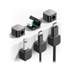 Clips Câble Magnétique Noir - Organisateur de Câbles Pratique (6 Pièces)