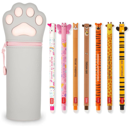 Lot de 7 Stylos Gel Effaçables avec Trousse 2 en 1 - LEGAMI