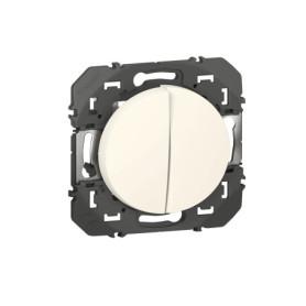 Bouton Poussoir Double Legrand Dooxie - Finition Blanche Brillante