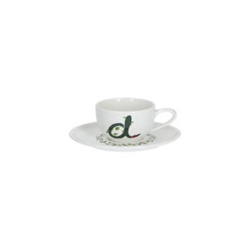 Tasse à Café en Porcelaine avec Soucoupe - Lettre 'D' - La Porcellana Bianca