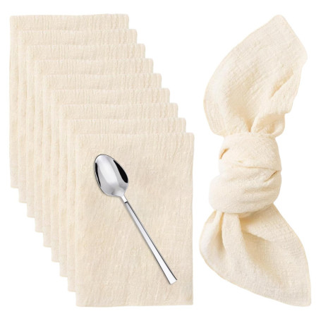 Lot de 12 serviettes en tissu réutilisables - Beige 42x42 cm
