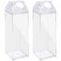 Set de 2 Bouteilles Transparentes en Carton de Lait 500 ml avec Autocollants Décoratifs