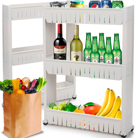 Chariot de Rangement Mobile à 3 Niveaux - Organisateur Pratique pour Cuisine et Salle de Bain