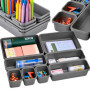 Lot de 8 organiseurs de tiroirs modulaires en plastique - Gris