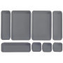 Lot de 8 organiseurs de tiroirs modulaires en plastique - Gris