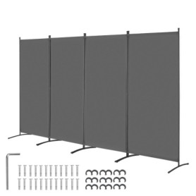 Paravent Multifonctionnel VEVOR à 4 Panneaux - Cloison de Séparation Pliable Gris