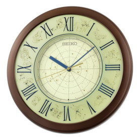 Horloge Murale Ronde Seiko QHA013B en Bois Marron