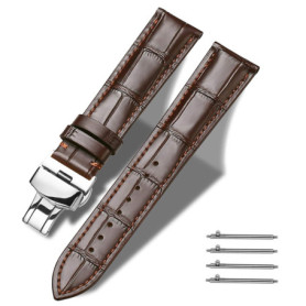 Bracelet en Cuir Véritable TRISTRAPS - Largeur 20mm, Couleurs au Choix pour Montres Huawei/Samsung