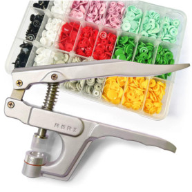 Kit de 360 Boutons Pressions en Plastique Multicolores avec Pince Métallique