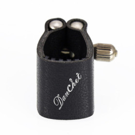 Ligature en cuir pour saxophone soprano avec capuchon en plastique