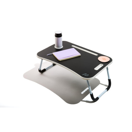 Table de Travail Pliable Muitomas avec Porte-Gobelets et Support de Tablette - Noir