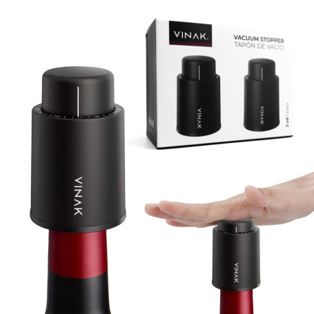 Bouchon de Vin Sous Vide avec Indicateur de Date - VINAK (2 unités)