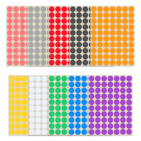 Gommettes Rondes Multicolores - 2100 Étiquettes de 19 mm pour Bureau et Loisirs Créatifs