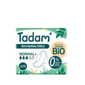 Serviettes Dermo-Sensitives TADAM - Hypoallergéniques et Confortables - Protection Ultra Normal x14