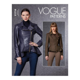 Patron de Veste Femme Vogue V1714F5 - Blanc, Taille 44 à 52