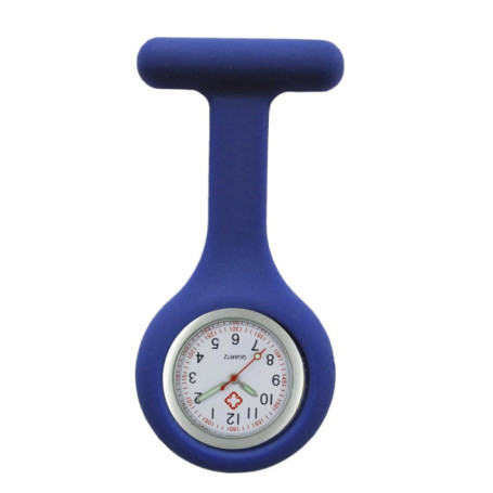 Montre Gousset Infirmière en Silicone Bleu Marine avec Aiguilles Phosphorescentes