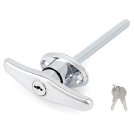 Serrure de Porte de Garage Universelle QWORK avec Poignée en T Argentée et 2 Clés