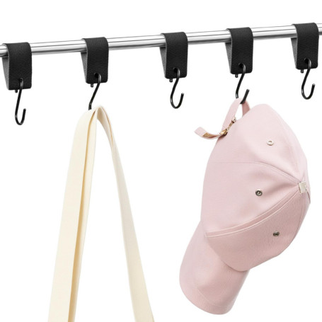 QWORK Crochets S en Acier Inoxydable avec Boucle en Cuir - Lot de 5