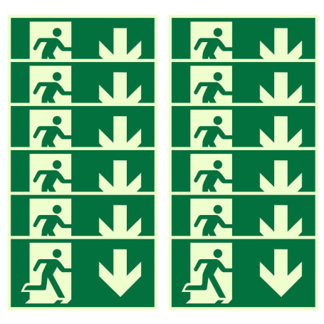 Lot de 12 Panneaux Phosphorescents de Sortie de Secours WIYETY