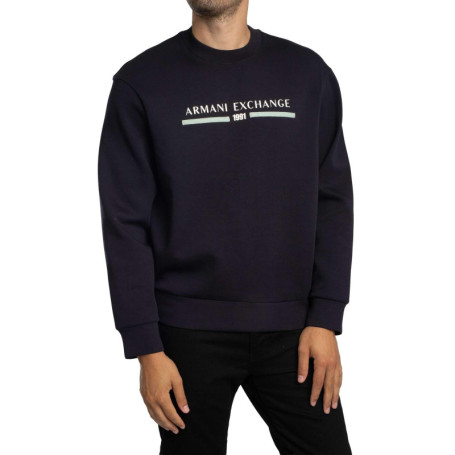 Sweat-Shirt Armani Exchange à Col Rond pour Homme - Bleu Foncé