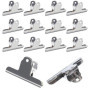 Lot de 12 grandes pinces en acier inoxydable ZHYOPING - 75 mm pour bureau et cuisine