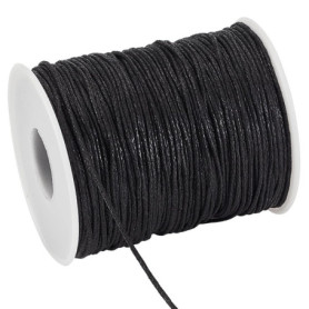 Cordon en Coton Ciré Noir 91m - Fil Tressé pour Bijoux et Macramé
