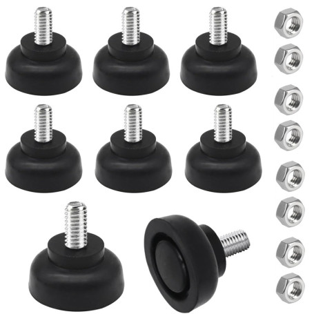 Lot de 8 Patins Réglables en Caoutchouc M8 pour Meubles