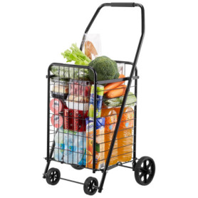 Chariot de Courses Pliable VEVOR avec Roulettes Pivotantes - Capacité 40,8 kg