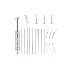 Piercing Werkzeugsatz, outils pour bijoux corporels en acier inoxydable, assistant pour 14G 16G 18G 20G aiguilles d'insertion co