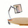 Support de tablette pour iPad, support de tablette pliable à 3 sections en alliage d'aluminium à bras long, avec base rotative à
