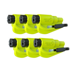 Porte-Clés de Sécurité Voiture RESQME - Brise-Vitre et Coupe-Ceinture, Lot de 6, Jaune