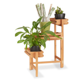 Étagère à Fleurs en Bois à 3 Niveaux - Support Décoratif Relaxdays