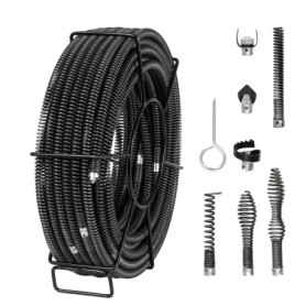 Câble de Nettoyage de Canalisations VEVOR 30 m avec 7 Coupeurs Professionnels