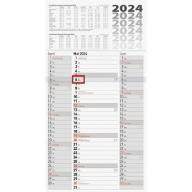 Agenda Hebdomadaire 3 Mois 2024 - BRUNNEN, Fond Gris