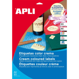 Lot de 20 Étiquettes Crème Apli pour Personnalisation d'Événements