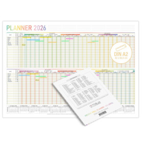 TOBJA Planificateur de Vacances 2026 A2 pour Équipes - Calendrier Mural Coloré